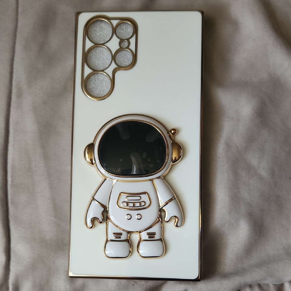 White Gold Accent Astronaut Phone Case - Unbranded